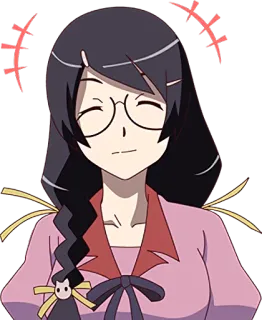 ☺️ anime, wanita, tersenyum, kacamata, kartun, karakter telegram sticker