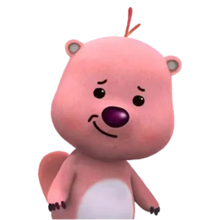 💬 Pororo Beaver Pororo the Little Penguin ポロロ, アニメ, ビーバー, かわいい, アニメーション, ピンク telegram sticker