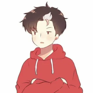 😶 การ์ตูน, อนิเมะ, เด็กผู้ชาย, เสื้อฮู้ด, ตัวละคร telegram sticker