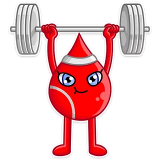 🏋 blood, drop, weightlifting, fitness, cartoon, health telegram sticker