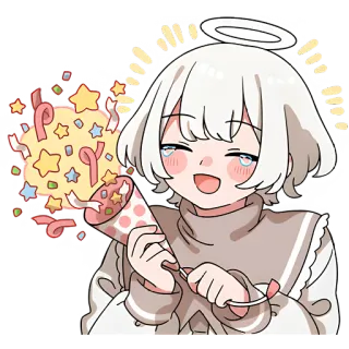 🥳 อนิเมะ, การ์ตูน, น่ารัก, นางฟ้า, งานเฉลิมฉลอง, กระดาษสี, ปาร์ตี้ telegram sticker