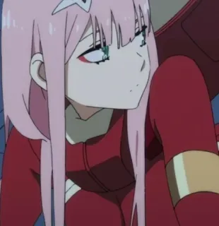 🥩 Zero Two Darling in the Franxx Anime, Karakter, Zero Two, Rambut Pink, Darling in the Franxx, Waifu, Manga telegram sticker