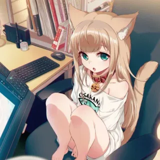 🧸 OSAKANA Anime, Catgirl, Carino, Osakana, Manga, Disegno, Kawaii, Illustrazione whatsapp sticker