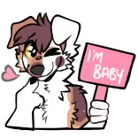 😊 I'M BABY หมา, น่ารัก, สัตว์, ป้าย, ตลก, เด็ก telegram sticker