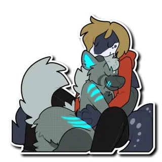 🤗 furry, hug, cuddle, anthropomorphic, digital art, cute, hyena, character telegram sticker