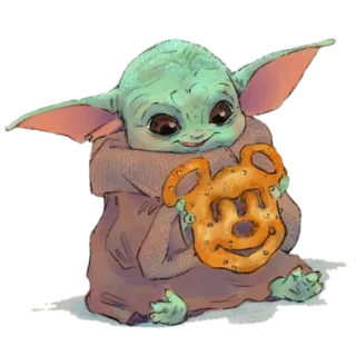 🥨 Grogu The Mandalorian Grogu, Baby Yoda, Disney, Mandalorianer, Star Wars, Brezel whatsapp sticker