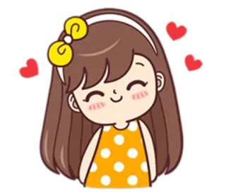 😊 lindo, chica, dibujos animados, amor, corazones, adorable, personaje telegram sticker