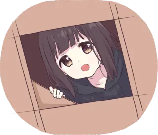 👀 anime, cartoon, girl, box, peeking, cute telegram sticker