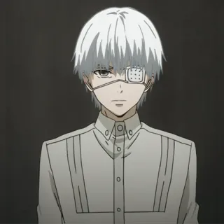 🙂 Ken Kaneki Tokyo Ghoul 动漫, 东京喰种, 金木研, 喰种, 徽章, 白发 telegram sticker
