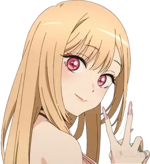 ✌️ Marin Kitagawa My Dress-Up Darling Anime, Lucu, Karakter, Gadis, Pose telegram sticker