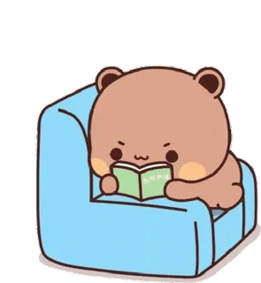 🤓 urso, lendo, fofo, animal, desenho animado whatsapp sticker