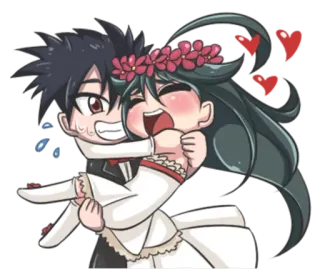 💑 wedding, bride, groom, love, cartoon, hearts telegram sticker