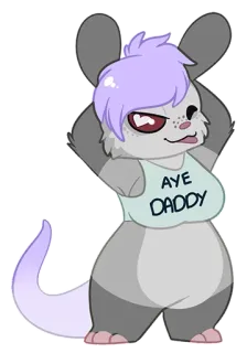 😘 AYE DADDY Opossum, Kartun, Lucu, Imut, Binatang, Meme whatsapp sticker