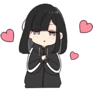 ❤ Anime, Gadis, Hati, Lucu, Chibi telegram sticker