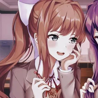 📄 Monika Doki Doki Literature Club! Anime, Mignon, Écolière, Jeu, Jeu vidéo telegram sticker