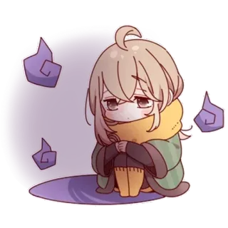 😣 Anime, Chibi, Triste, Kawaii, Solo, Lindo, Ilustración, Fantasma telegram sticker