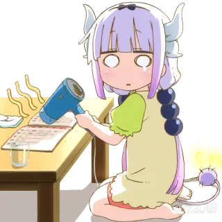 😢 Kanna Kamui Miss Kobayashi's Dragon Maid Anime, Kanna, Rồng, Dễ thương, Kawaii telegram sticker