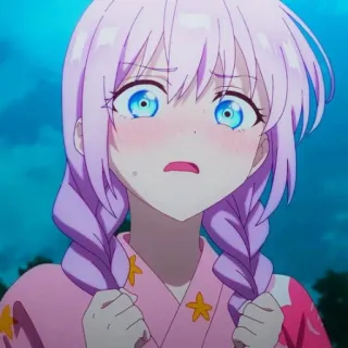 📎 Anime, Niedlich, Mädchen, Geschockt, Pinke Haare, Cartoon telegram sticker