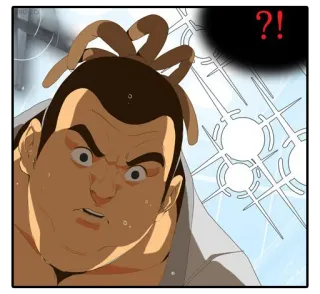 ⁉️ ?! ตัวการ์ตูน, หน้าโกรธ, เครื่องหมายคำถาม, สีหน้า, ผู้ชาย, การ์ตูน telegram sticker