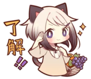 👋 了解 Anime, Dibujos animados, Chica gato, Lindo, Comprensión, Chino, Animación telegram sticker