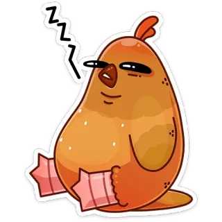 😴 졸린, 닭, 만화, 동물, 귀여운 telegram sticker
