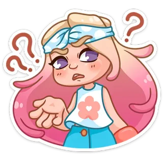 🤔 confus, fille, question, penser, dessin animé telegram sticker