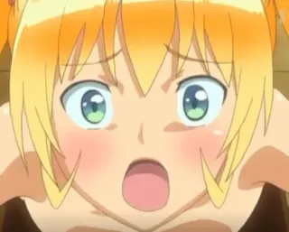 😱 anime, ragazza, scioccata, espressione, arrossire telegram sticker
