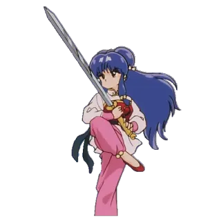 🗡 Akari Hizamaru Martian Successor Nadesico Anime, Artes marciales, Espada, Pelo azul, Dibujo animado whatsapp sticker