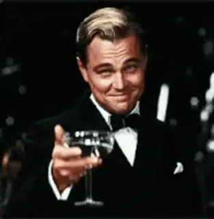 🥂 Leonardo DiCaprio leonardo dicaprio, meme, toast, glas, anzug, schauspieler, promi telegram sticker
