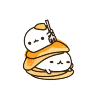 🍥 Kreskówka, Słodkie, Naleśniki, Jedzenie, Kawaii, Deser telegram sticker