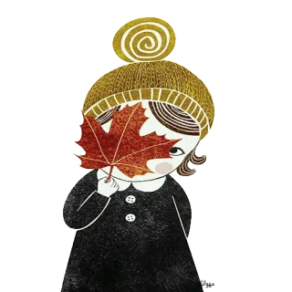 🍁 otoño, hoja, niño, sombrero telegram sticker