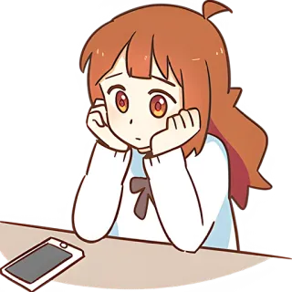 😳 소녀, 애니메이션, 만화, 슬픈, 지루한, 전화, 귀여운, 귀여운 telegram sticker