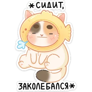 😐 *СИДИТ,
ЗАКОЛЕБАЛСЯ* gato, sentado, agotado, aburrido, mono, sombrero de pez whatsapp sticker