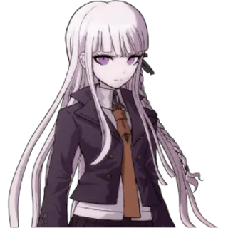 😕 Kyoko Kirigiri Danganronpa anime, ragazza, capelli lunghi, occhi viola, seria, danganronpa, kyoko kirigiri telegram sticker