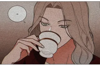 ☕ woman, tea, drinking, cartoon, illustration whatsapp sticker