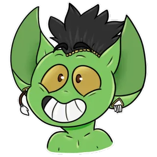 😃 yêu tinh, fantasy, sinh vật, phim hoạt hình, nhân vật, xanh lá, quái vật telegram sticker