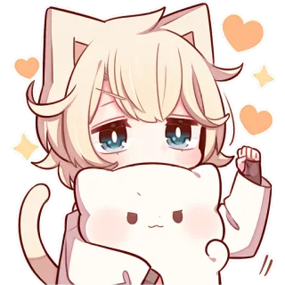 ✊ anime, cat, kawaii, cute, cartoon, chibi telegram sticker