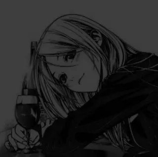 🍷 anime, manga, woman, wine, drinking, sad telegram sticker