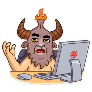 ❓ Baphomet demon, satanic, occult, computer, ritual, baphomet, devil telegram sticker