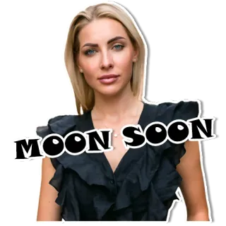 🌕 MOON SOON księżyc, wkrótce, blondynka, kobieta, portret telegram sticker