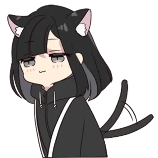 🦄 Anime, Gato, Orelhas de gato, Desenho animado, Kawaii telegram sticker