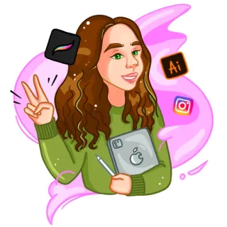 Девушка иллюстратор telegram stickers