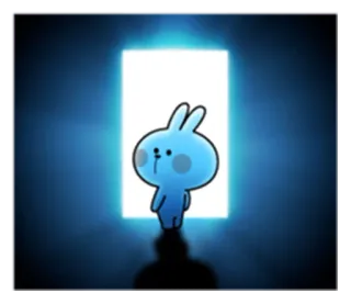 🚶 Hase, Cartoon, Süß, Blau, Tier, Hell, Türöffnung whatsapp sticker