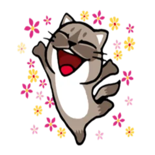 🎉 cat, flowers, happy, animal, cute telegram sticker