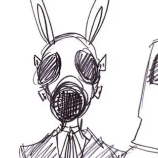 🧪 máscara de gas, conejo, boceto, dibujo, animal, máscara, conejo telegram sticker