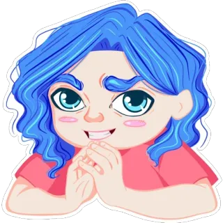 😏 hoạt hình, nhân vật, hình minh họa, nhãn dán, tóc xanh, dễ thương telegram sticker