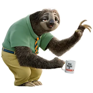 ☕ Flash Slothmore Zootopia You want it when? sloth, zootopia, slow, animal, cartoon telegram sticker