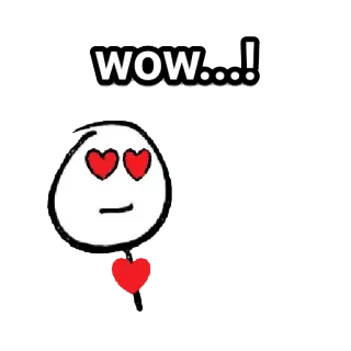 😍 WOW...! 사랑, 와우, 하트, 이모티콘, 스티커 telegram sticker