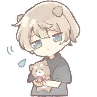 😪 อนิเมะ, เศร้า, คาวาอิ, การ์ตูน, ตุ๊กตาหมี, ร้องไห้ telegram sticker