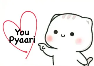 💘 You Pyaari gato, fofo, amor, coração, desenho animado telegram sticker